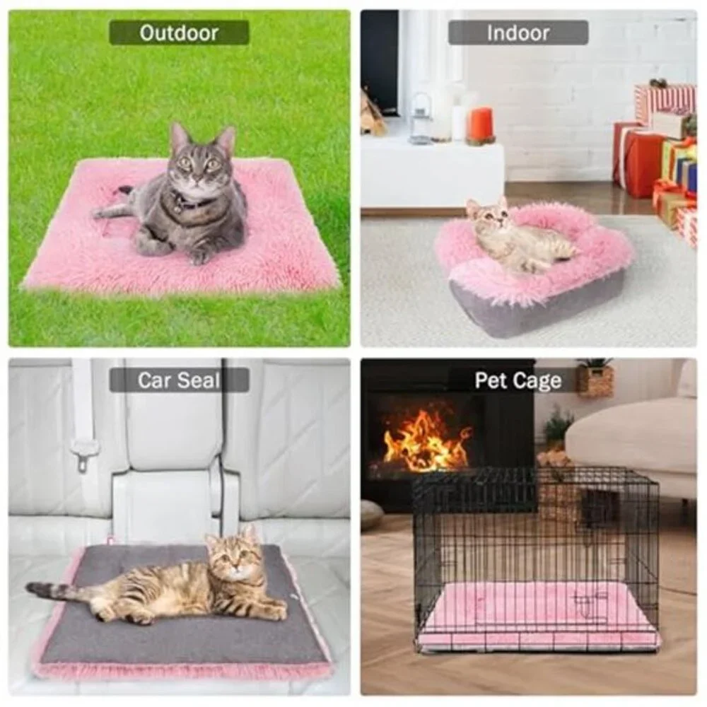 Self Warming Cat Bed Heated Pet Mat Small Dogs Plush Washable Indoor Outdoor
